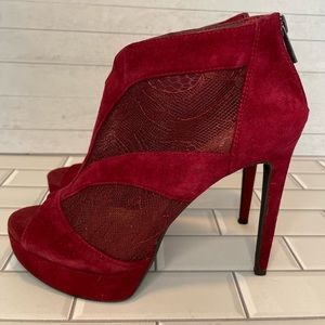Jessica Simpson Adaway Burgundy Mesh Peeptoe Booties Boots Women’s Heels Shoes 8